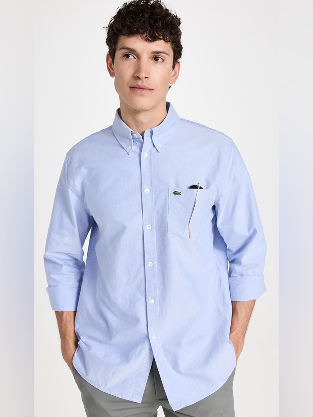 Lacoste NWT Regular Fit Oxford Cotton Shirt in Blue - Picture 7 of 13